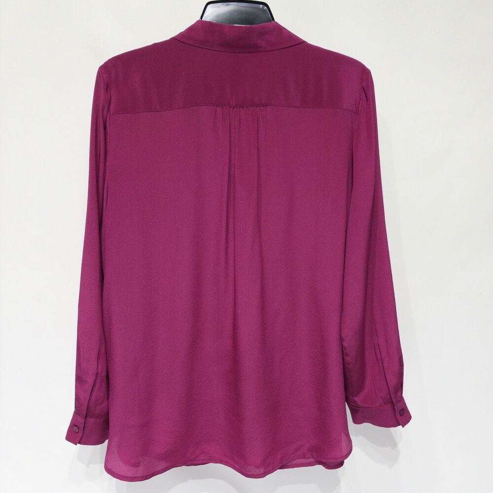NWOT Talbots Pink Merlot Color Washable Silk Button Down Shirt Blouse Women PL - Picture 2 of 8
